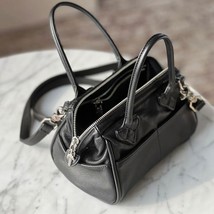 Women Mini Bag with  Belt Solid Black Leather - £311.65 GBP