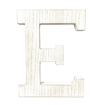 16&quot; Distressed White Wash Wooden Initial Letter E Sculpture - £33.83 GBP