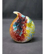 Vintage Hand Blown Art Glass Vessel Vase &quot;FIREAPPLE&quot; by Matt Paskiet Tol... - $121.19