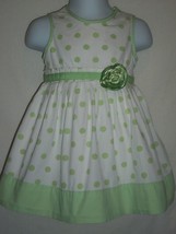 Children&#39;s Place Girls Green White Polka Dot Dress Bloomers EUC Infant 18 Mos - £19.65 GBP