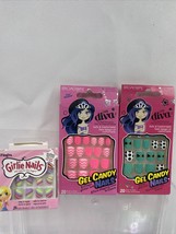 (3) Broadway Little Diva &amp; Fing&#39;rs Girlie Easy Press On Pink Rainbow 20 Nails - £7.45 GBP