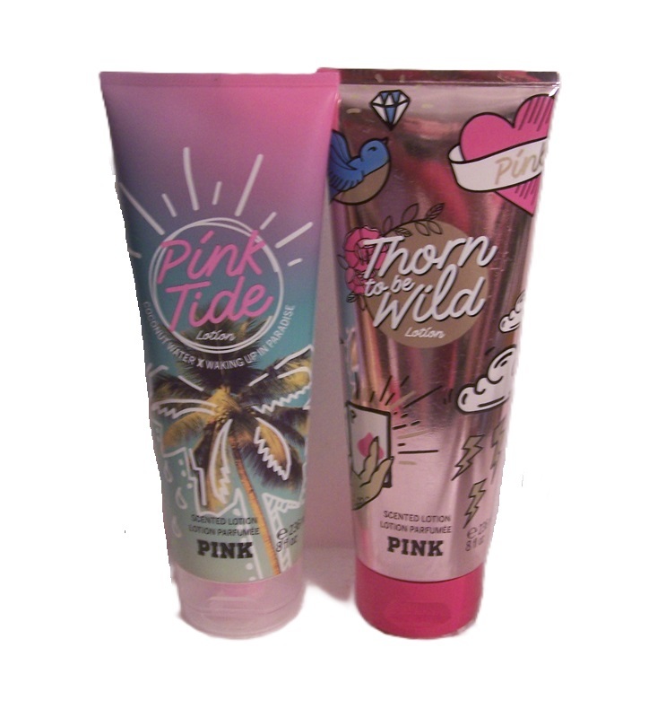 Victoria's Secret PINK Lotion - Pink Tide & Thorn to be Wild Set 8 oz each