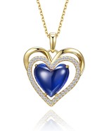 Jupiter Heart Gemstone Pendant Necklace 14k Gold Plated Gemstone Heart P... - $80.92