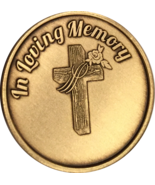 In Loving Memory Cross With Rose Medallion Coin - $42.40 MXN