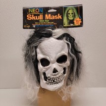 Vintage Fun World Skull Mask With Hair &quot;Neon Glows In Black Light&quot; With Tag! - $70.19