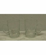 Set Of 2 Arcoroc Gourmande Clear Glass Coffee Mug Embossed Fruit Pattern - $13.46 CAD