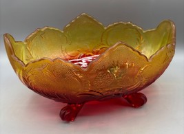 Vtg Amberina Bowl Footed Oval Saw Tooth Serving 10&quot;x6&quot;x5” - $331.82 MXN