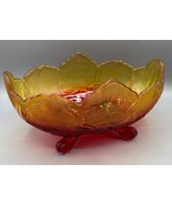 Vtg Amberina Bowl Footed Oval Saw Tooth Serving 10&quot;x6&quot;x5” - $331.82 MXN