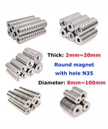 NdFeB Round Hole Strong Magnet Dia 8mm~100mm Rare Earth High Strength Ma... - $0.99