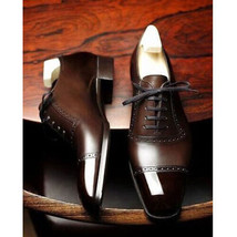Handmade Leather Brown Patina Lace up Oxfords Leather Dress Shoes For Men - £136.36 GBP+