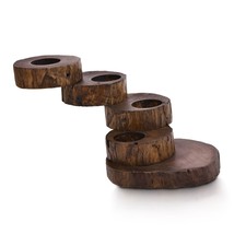 Rotatable Multilayer Rain Tree Wooden Quadruple Candle Holder - £19.36 GBP