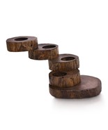 Rotatable Multilayer Rain Tree Wooden Quadruple Candle Holder - £19.06 GBP