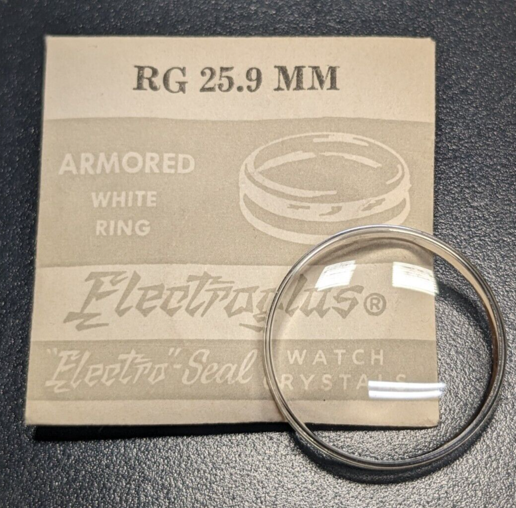 NOS Vintage Electroglas Armored White Tension Ring Watch Crystal RG 29.5 MM - $13.85