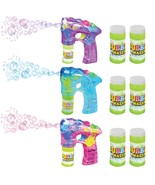 3 Led Light Up Bubble Guns, With Sound, Includes 6 Bottles Of Bubble Sol... - £24.76 GBP