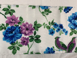 2 Vintage Mid-Century Floral Kitchen Valance Panels BLUE PLUM GREEN Bird... - €17,22 EUR