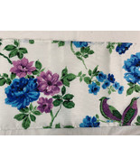 2 Vintage Mid-Century Floral Kitchen Valance Panels BLUE PLUM GREEN Bird... - $20.30