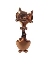 Vintage Copper SIAMESE FIGURAL CAT w Bow Tie Kitty Pin Brooch - $371.47 MXN