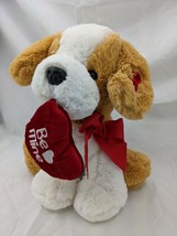 Dan Dee Dog Plush 11 Inch Brown White Be Mine Heart Stuffed Animal Toy - $9.95