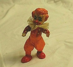Vintage Mexican Art Paper Mache Circus Clown Figurine Orange Red Handmade Mexico - £11.86 GBP