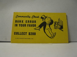 1985 Monopoly Board Game Piece: Bank Error Community Chest Card - £0.58 GBP