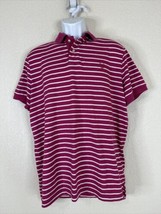 Chaps Natural Stretch Fuschia Striped Polo Shirt Short Sleeve Mens Large - $13.39