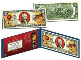 Chinese 12 Zodiac YEAR OF THE RAT Colorized USA $2 Dollar Bill Certified  - £14.48 GBP