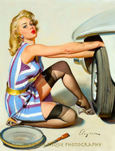 Beautiful Woman Changing Tire 8.5x11&quot; Photo Print Elvgren Car Pinup Cheesecake - $8.11