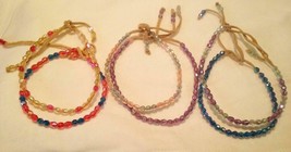 4 Leather Anklets With Mixed Colored Beads #382 Ankle Bracelets Beaded Anklet - £7.50 GBP