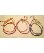 4 LEATHER ANKLETS WITH MIXED COLORED BEADS #382 ankle bracelets beaded a... - £7.46 GBP