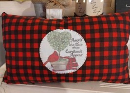 Buffalo Plaid Throw Pillow Cardinal Handmade Memorial Pillow Gift - $14.85