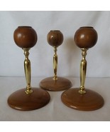 Myrtle Wood Candle Holder Lot of 3 MCM Round Globes Hand Turned Polished... - £19.26 GBP
