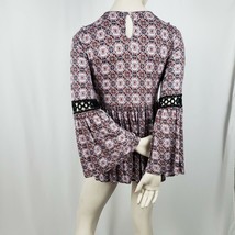 Max Jeans Tunic Top Women&#39;s Small Blue Red Mandala Macrame Keyhole Bell ... - $186.00 MXN