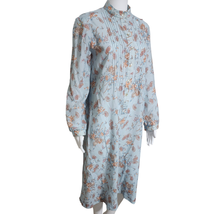 Vtg Kenny Classics 80s Blue Country Floral Midi Sheer Shirt Dress Wool B... - £28.94 GBP