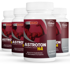 4 Pack Astroton Ginseng &amp; Maca H4, multivitamina y reconstruye-60 Tabletas x4 - £101.28 GBP