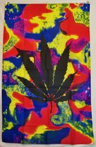 Tie Dye Marijuana Leaf Flag 3&#39; X 5&#39; Deluxe Indoor Outdoor Vertical Banner - £3.90 GBP
