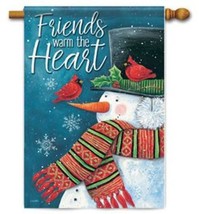 Friends Warm The Heart Snowman Double Sided Winter House Flag, 28&quot; x 40&quot; - £22.18 GBP