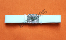 Waist Belt Chrome Buckle White Leather For Piper/Drummer Adjustable   - $72.28+