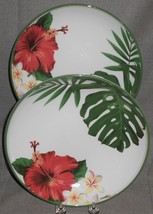 Set (2) Fitz &amp; Floyd Everyday White Pattern Tropical Motif Soup Or Pasta Bowls - £69.65 GBP