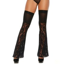 Flared Lace Leg Warmers Thigh High Bell Bottom Style Sheer Floral Black 82271 - £9.76 GBP