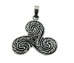 Solid 925 Sterling Silver Celtic Knot Triple Spiral Triskele Triskelion Pendant - £24.78 GBP