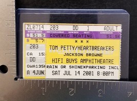 TOM PETTY / JACKSON BROWNE - VINTAGE JULY 14, 2001 CONCERT TICKET STUB - $10.00