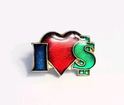 I Heart Love Money Sayings Pin Hat Tac Vintage New Old Stock - £3.65 GBP