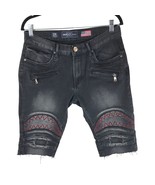 Damati Mens Jeans Shorts Cut Off Denim Zippers Embroidered Black 32 - £15.09 GBP