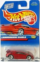 Lamborghini Diablo Blue Card Hot Wheels, Metalflake Red w/ 5 Spoke Chrom... - $15.83