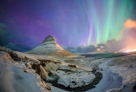 Decor Iceland sky night Northern lights Painting Picture Printed Canvas Giclee - $9.49+