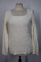 Pierre Cardin L Ivory Ramie Cotton Knit Scoop Neck Sweater - £17.95 GBP