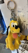 Disney Parks Pluto Mini Doll Plush Keychain &amp; Name Bowl Charm NEW - £18.49 GBP