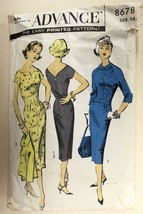 Vtg 1953 Sewing Pattern Advance #8678 Sheath Dress + Jacket SZ 12 1950s - $19.60