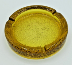 Honey Amber Glass Round Ashtray Pebbled Base MCM Cigarette Cigar 5.5 inch Vtg - £10.26 GBP