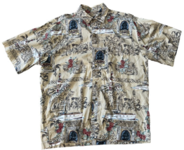 Mens Medium Sportif Black Schooner Rum Hawaiian Button up Sea Ocean Life... - £11.88 GBP